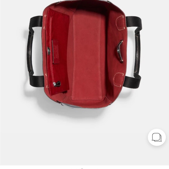 NWTs COACH Pebbled Leather Derby Tote Shoulder Bag in Gold/1941 Black with red - Picture 11 of 12